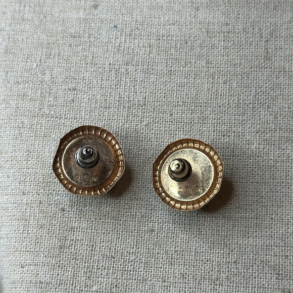 PBD 14KT Peter Brams Design Circle Tiger Eye Stud Gold Earrings - Picture 8 of 9